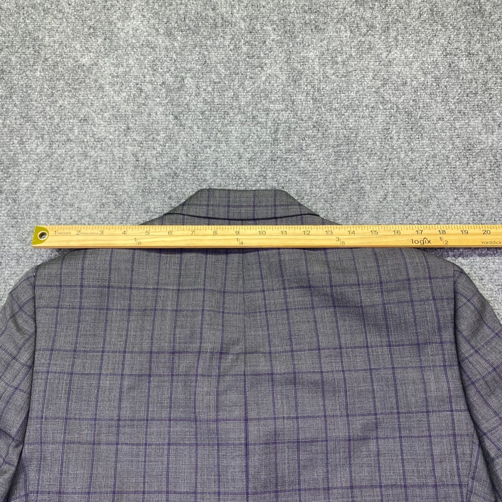 Lauren Ralph Lauren Mens 40R Suit 2 Piece Grey Purple Plaid Double Breasted 34W - Picture 10 of 16